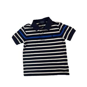 Polo Ralph Lauren Boys Active Navy Striped Short Sleeve‎ Polo Shirt Size 5